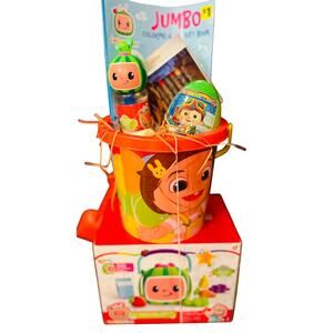 Cocomelon Easter, bundle Sand Pail with jumbo coloring book 7 piece pack and go